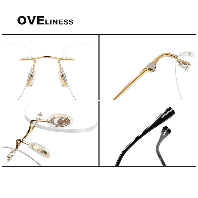 Oveliness Unisex Rimless Square Titanium Eyeglasses 80964 Rimless Oveliness