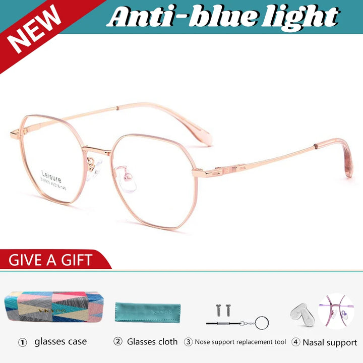 Vicky Unisex Youth's Full Rim Polygon Titanium Reading Glasses 629903