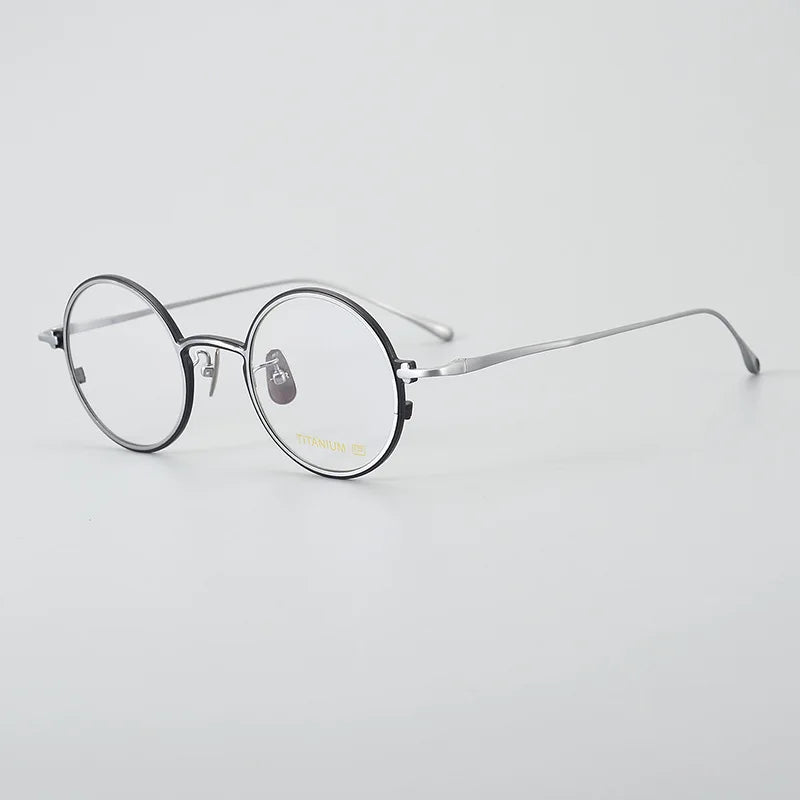 Black Mask Unisex Full Rim Round Titanium Eyeglasses 634142