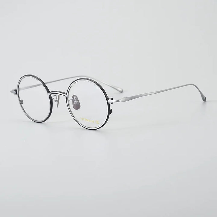 Black Mask Unisex Full Rim Round Titanium Eyeglasses 634142