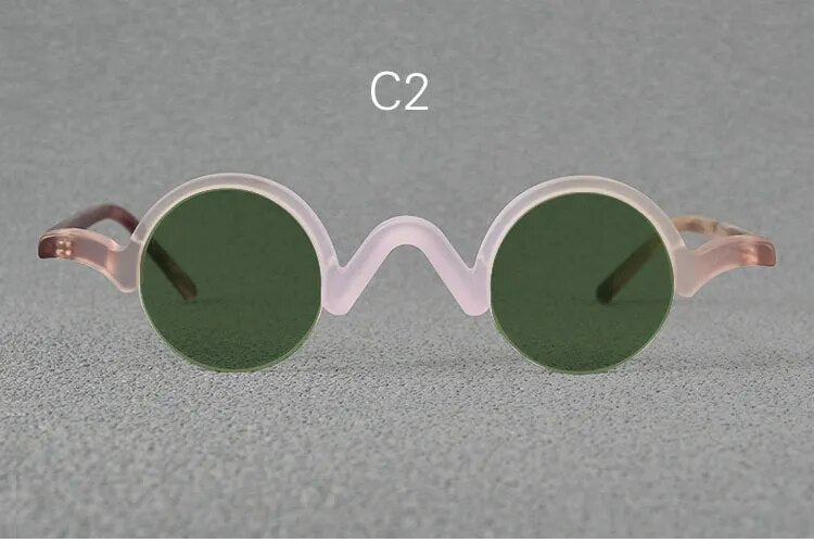 Yujo Unisex Semi Rim Round Acetate Polarized Sunglasses 35mm Sunglasses Yujo C2 China