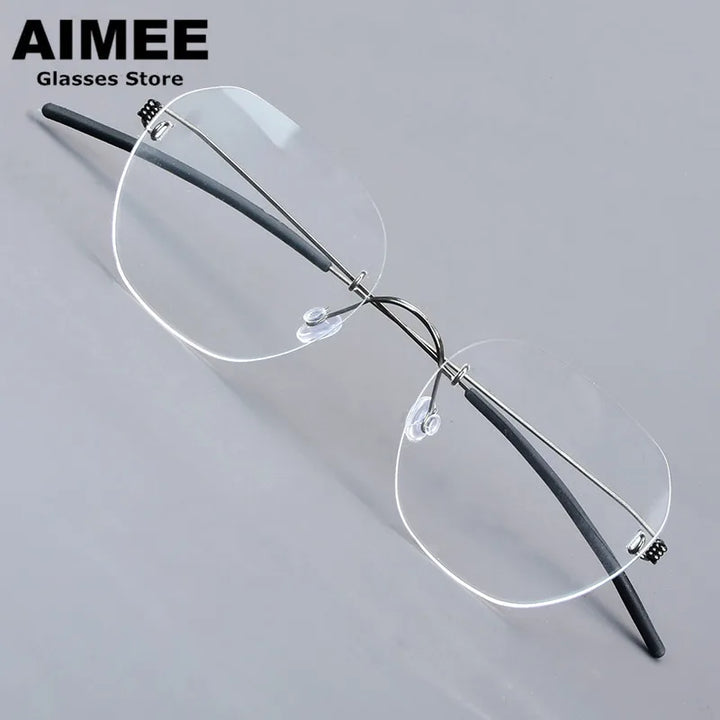 Aimee Women's Rimless Polygon Screwless Titanium Eyeglasses 24601