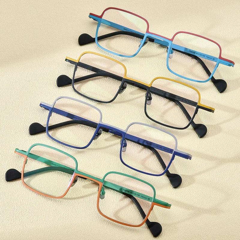Nobler Unisex Full Rim Square Titanium Eyeglasses 185746 Full Rim Nobler