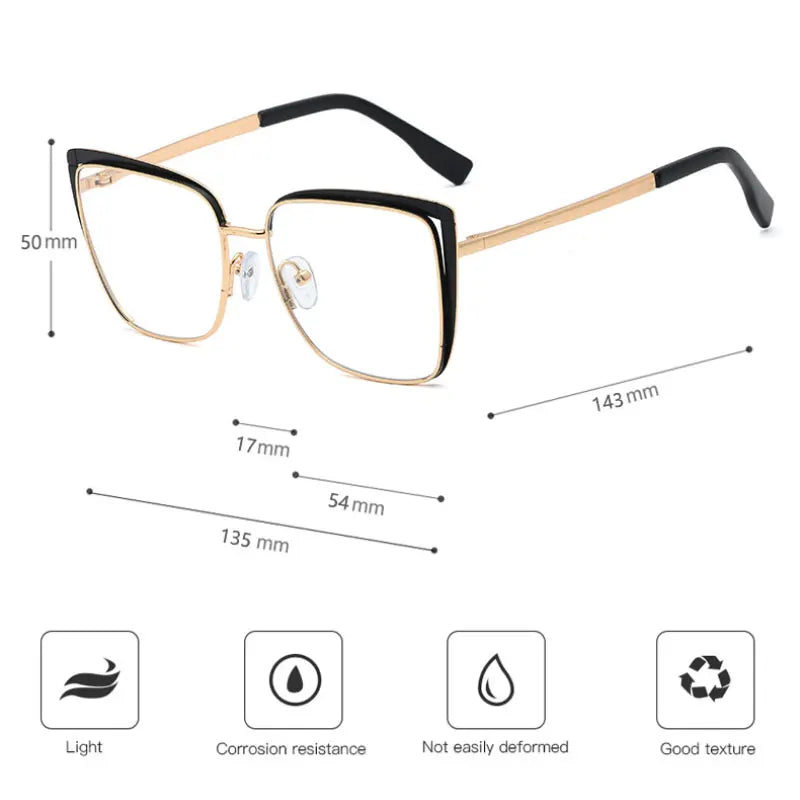 Handoer Women's Full Rim Square Cat Eye Tr 90 Alloy Eyeglasses 795606