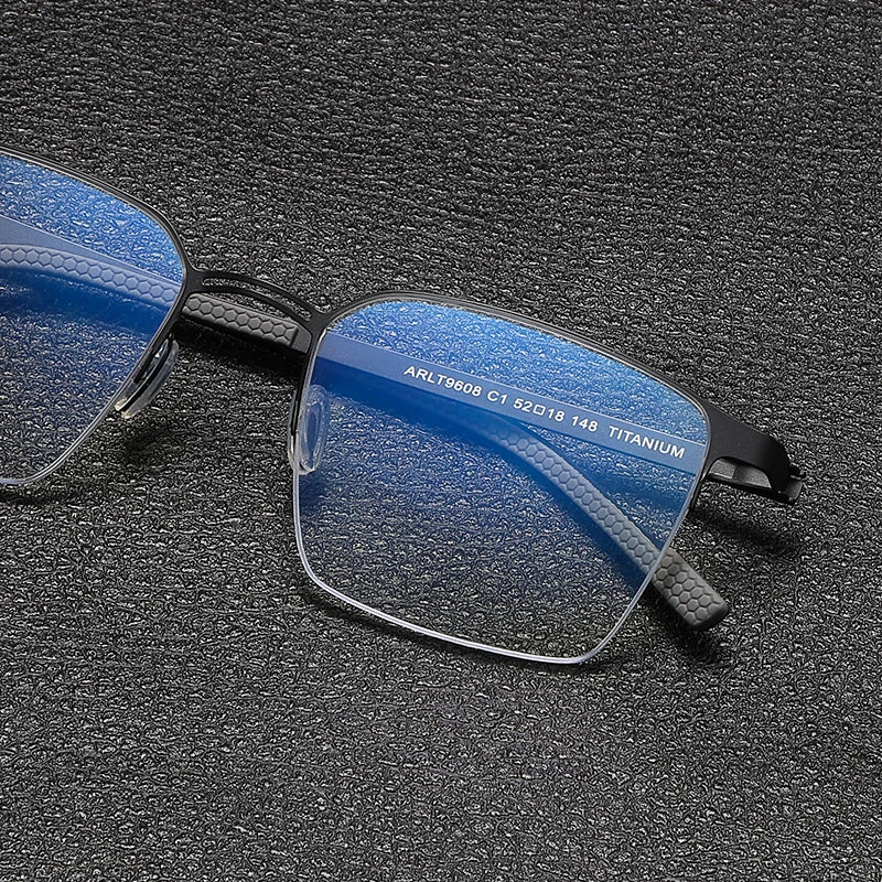 Gatenac Unisex Semi Rim Square Titanium Eyeglasses Gxyj1153 Semi Rim Gatenac