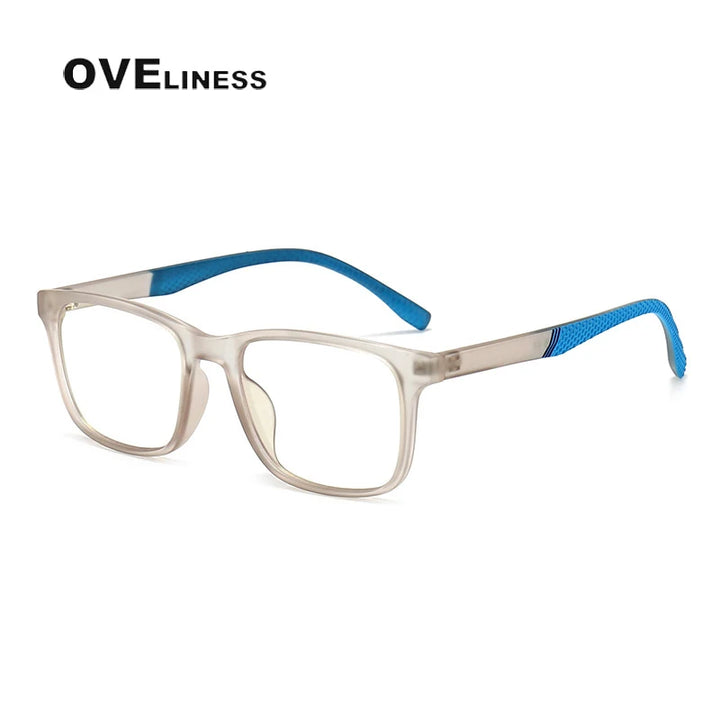 Oveliness Youth Unisex Full Rim Square Tr 90 Titanium Eyeglasses 8300 Full Rim Oveliness grey blue  
