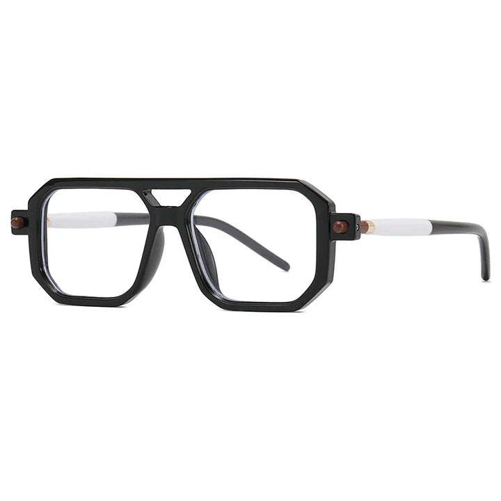 Kocolior Unisex Full Rim Square Double Bridge PC Hyperopic Reading Glasses 86512 Reading Glasses Kocolior Black White 0