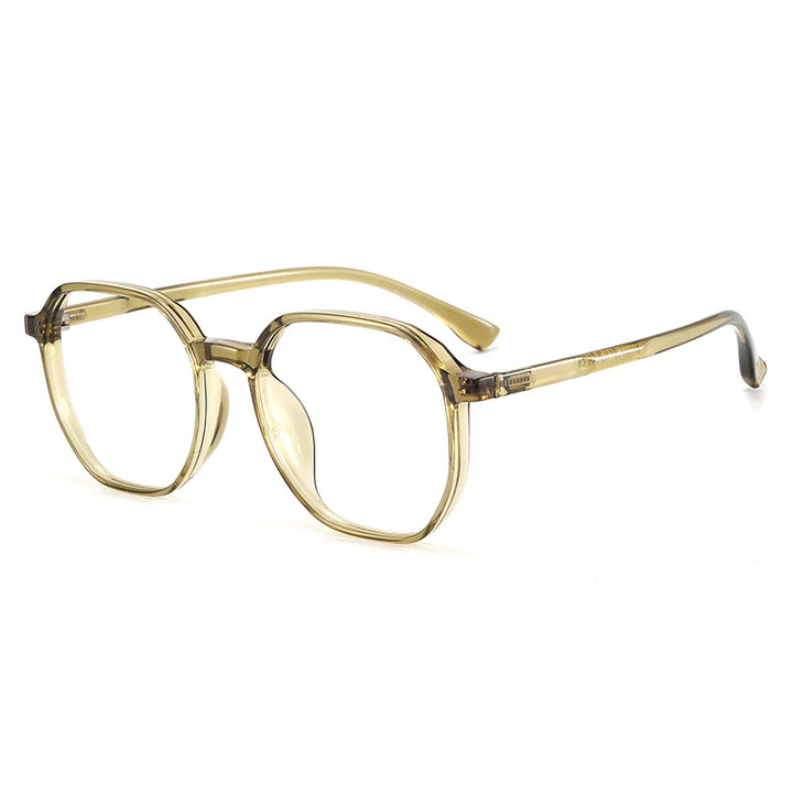 Bclear Unisex Full Rim Polygon Tr 90 Titanium Eyeglasses 90303 Full Rim Bclear Transparent Brown