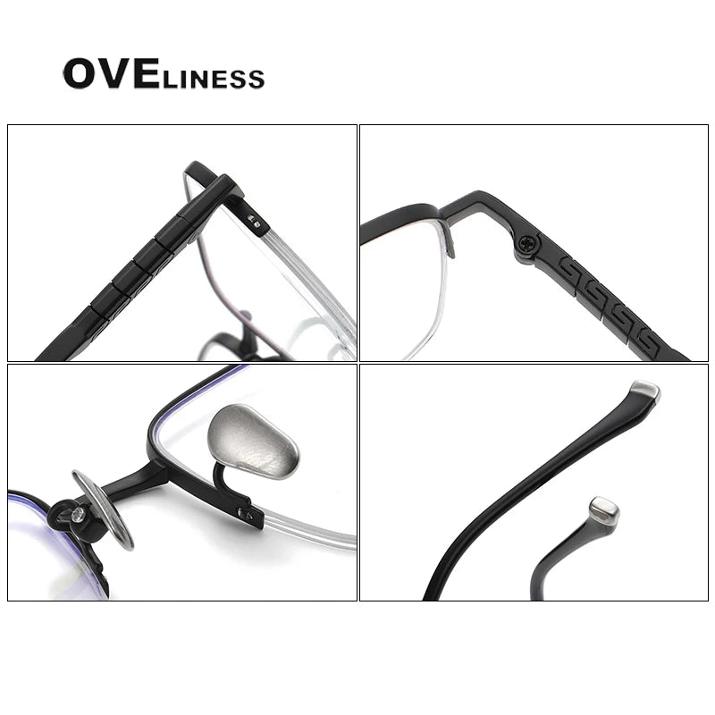 Oveliness Men's Semi Rim Square Titanium Eyeglasses 80903 Semi Rim Oveliness   