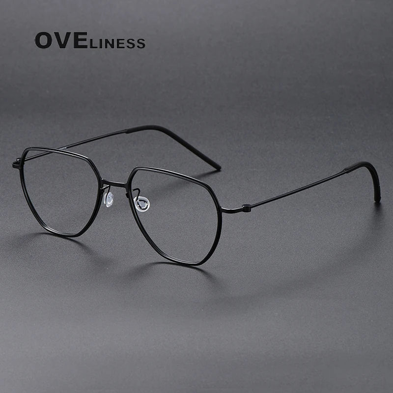 Oveliness Unisex Full Rim Flat Top Oval Titanium Eyeglasses O5526 Full Rim Oveliness black  