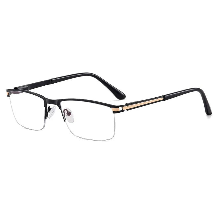 CCspace Semi Rim Square Alloy Spring Hinge Eyeglasses 300842 Semi Rim CCSpace BlackGold