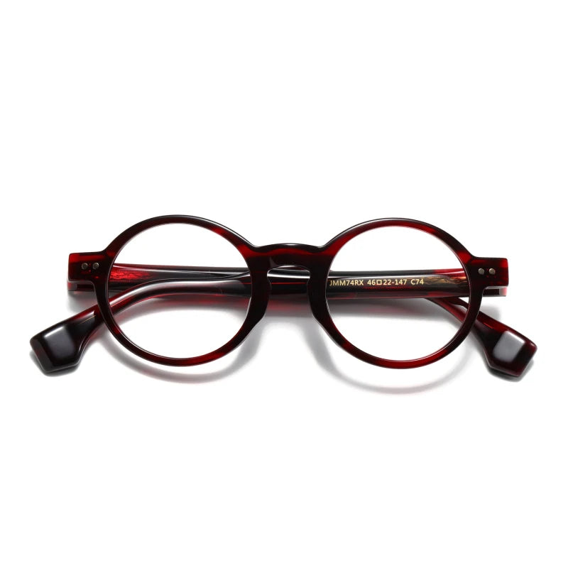 Black Mask Unisex Full Rim Round Acetate Eyeglasses 51474