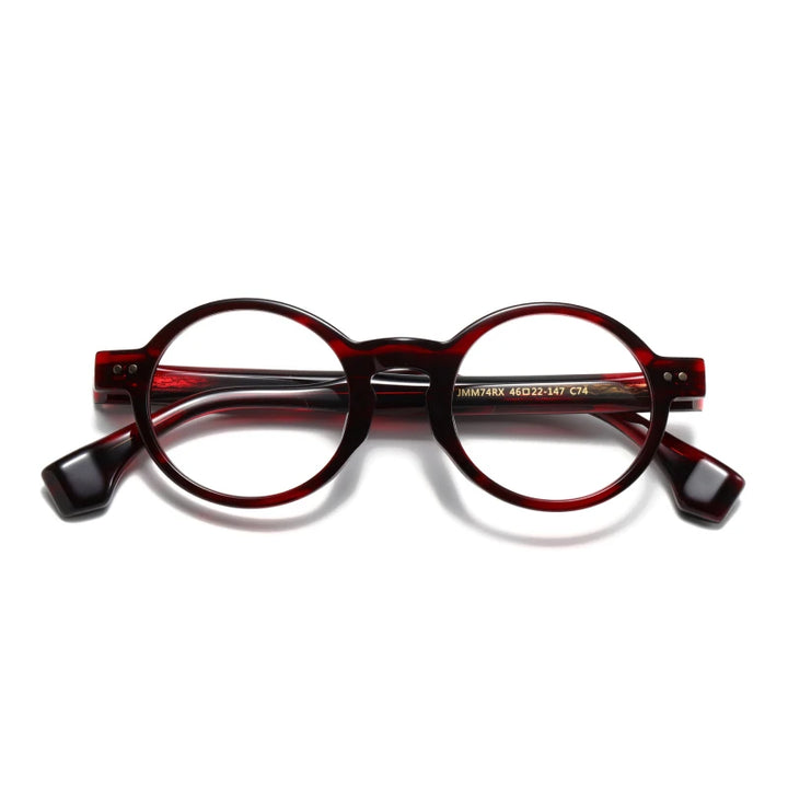 Black Mask Unisex Full Rim Round Acetate Eyeglasses 51474