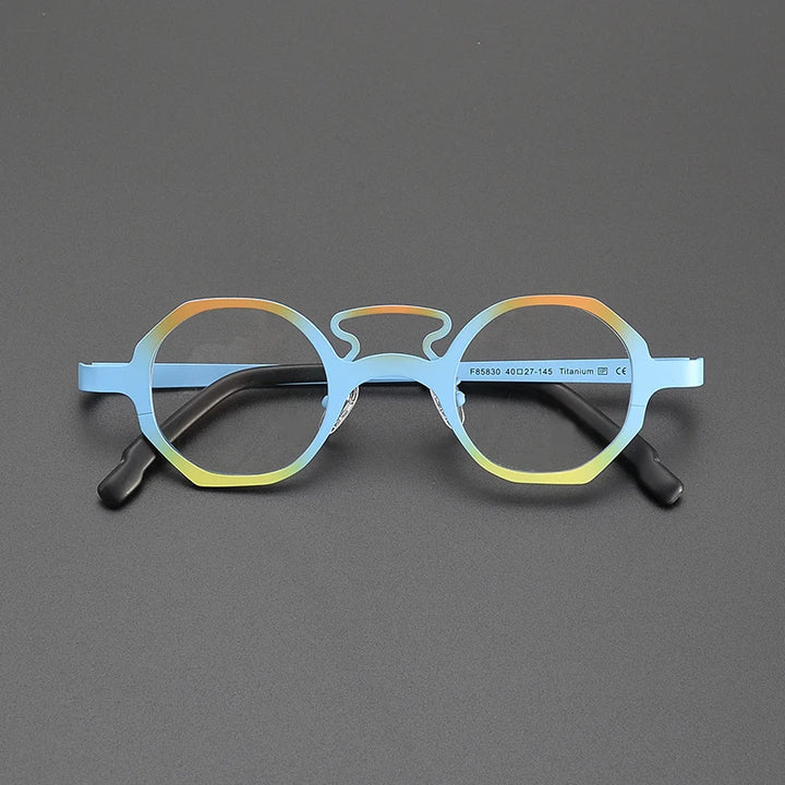 Nobler Unisex Full Rim Polygon Double Bridge Titanium Eyeglasses 8583 Full Rim Nobler C6