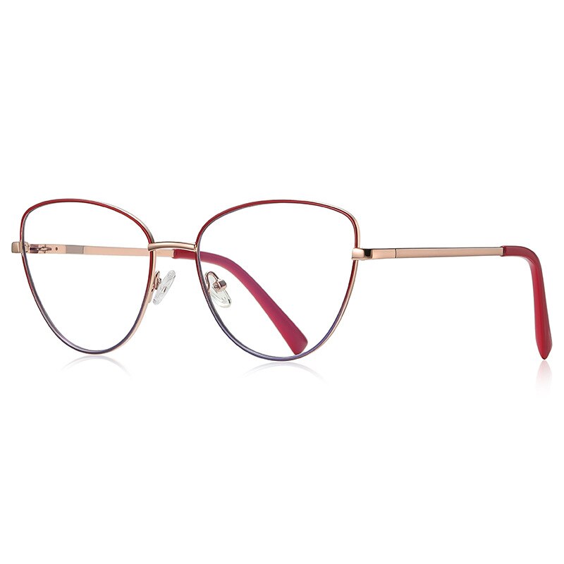 CCspace Unisex Full Rim Square Cat Eye Spring Hinge Alloy Eyeglasses 56273 Full Rim CCspace C5GoldRed