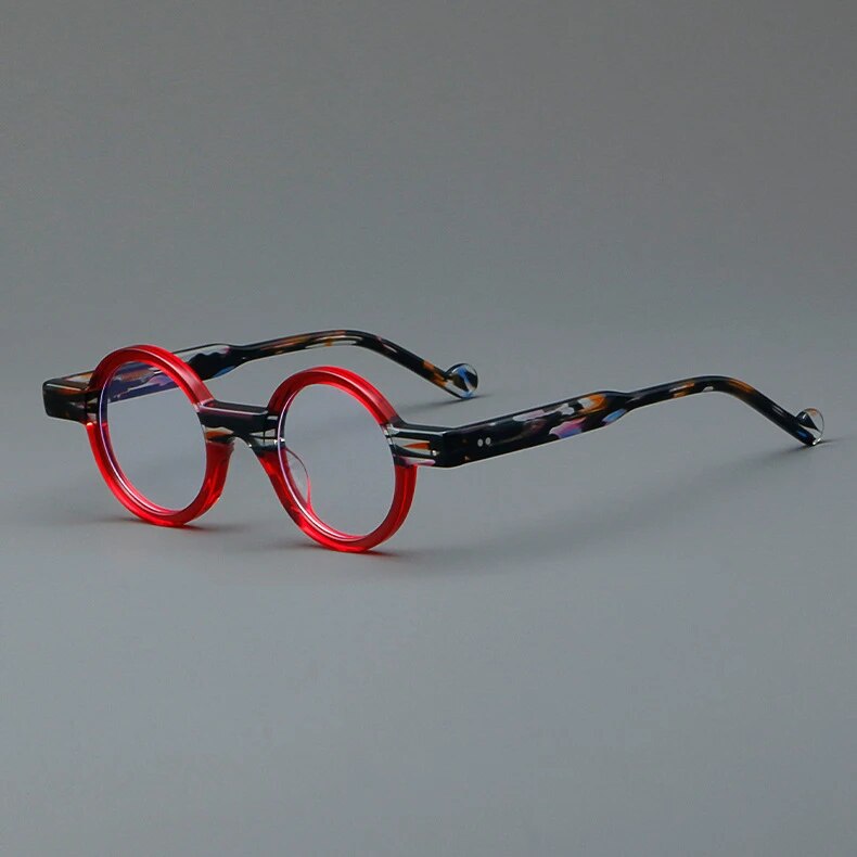 CCspace Unisex Full Rim Round Acetate Eyeglasses 57029 Full Rim CCspace Red