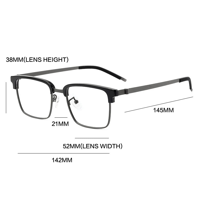 Gatenac Unisex Full Rim Square Screwless Acetate Alloy Eyeglasses 1236 Full Rim Gatenac