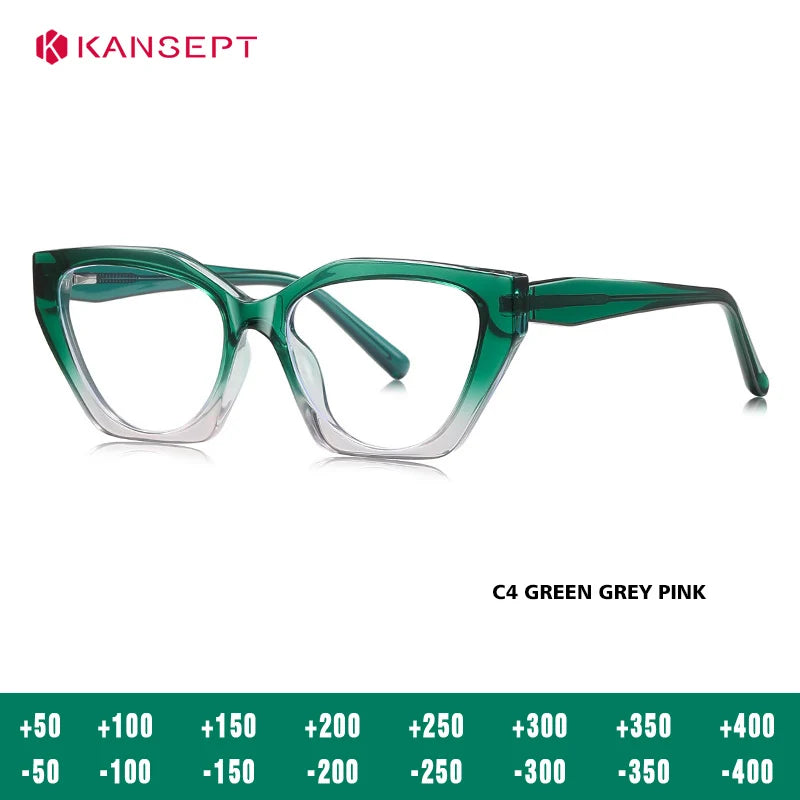Kansept Women's Full Rim Cat Eye Tr 90 Alloy Reading Glasses 62036