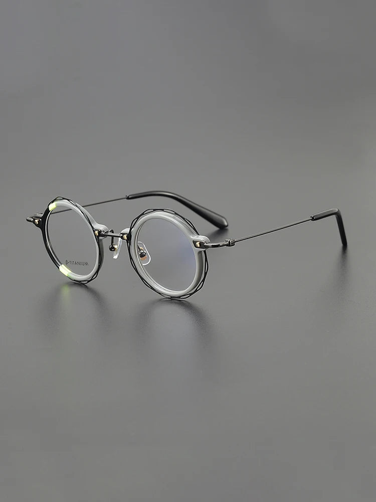 Nobler Unisex Full Rim Round Acetate Titanium Eyeglasses G503 Full Rim Nobler