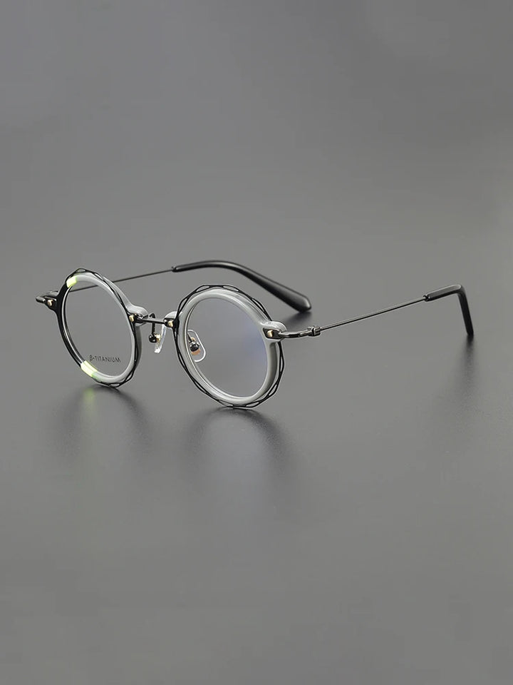 Nobler Unisex Full Rim Round Acetate Titanium Eyeglasses G503 Full Rim Nobler