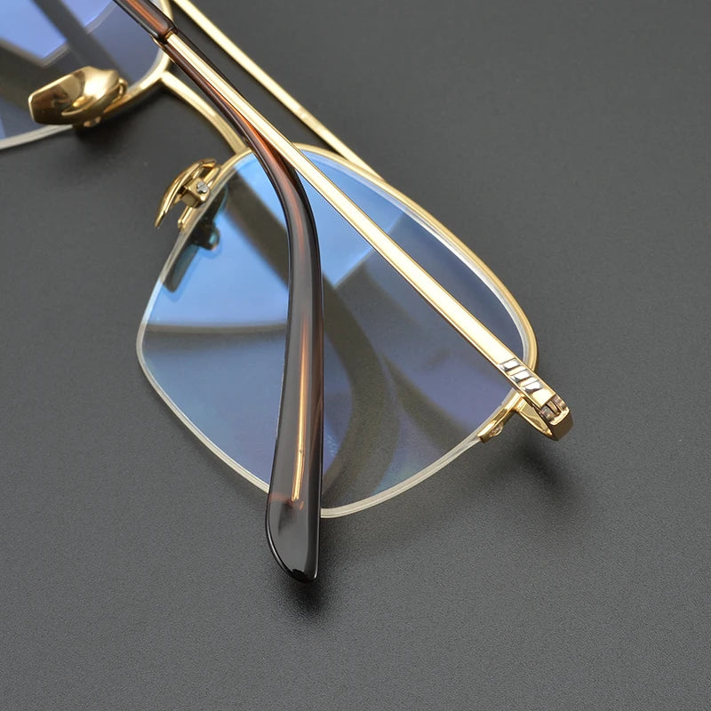 Aimee Unisex Semi Rim Square Double Bridge Titanium Eyeglasses 7001 Semi Rim Aimee