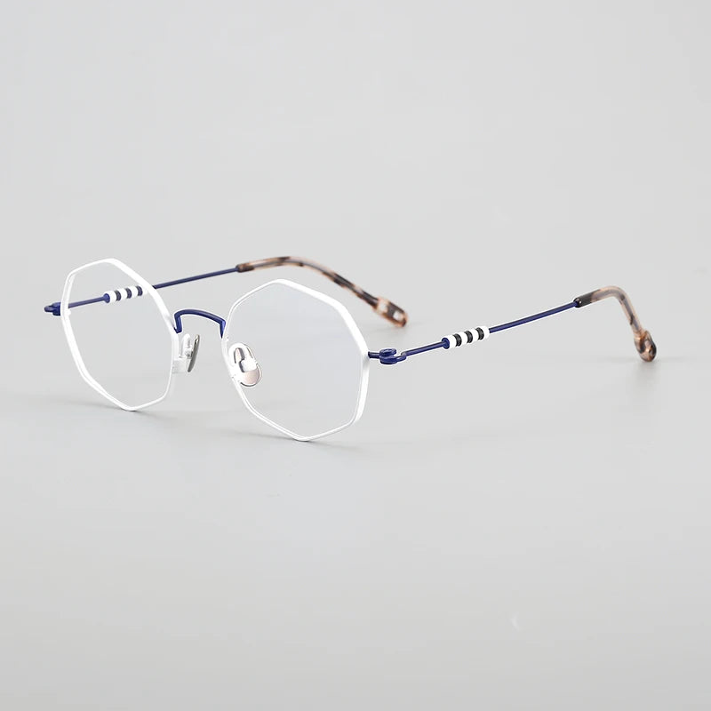 Muzz Women's Full Rim Polygon Round Titanium Eyeglasses 30213 Full Rim Muzz C4