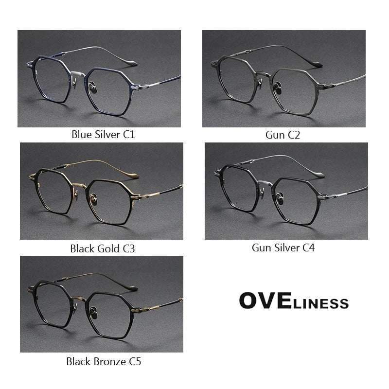 Oveliness Unisex Full Rim Polygon Titanium Eyeglasses Om3133 Full Rim Oveliness