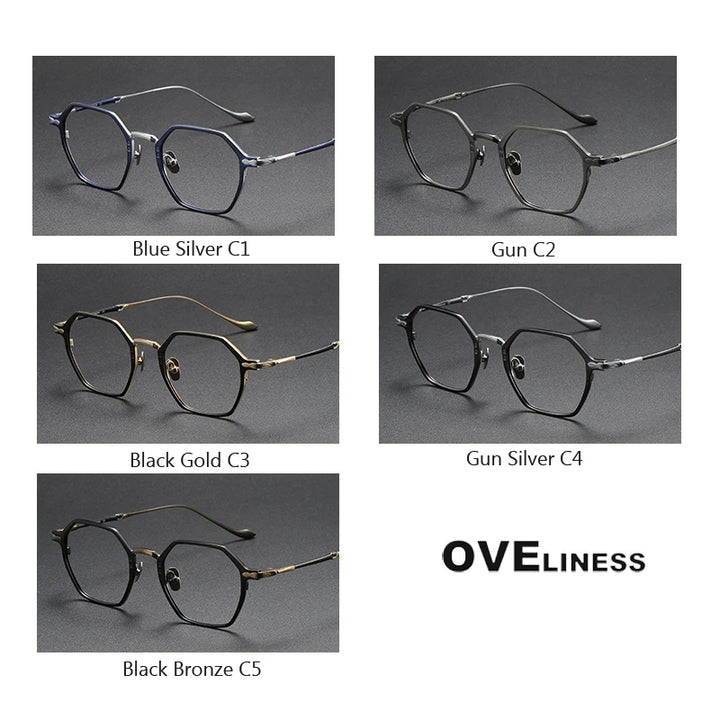 Oveliness Unisex Full Rim Polygon Titanium Eyeglasses Om3133 Full Rim Oveliness