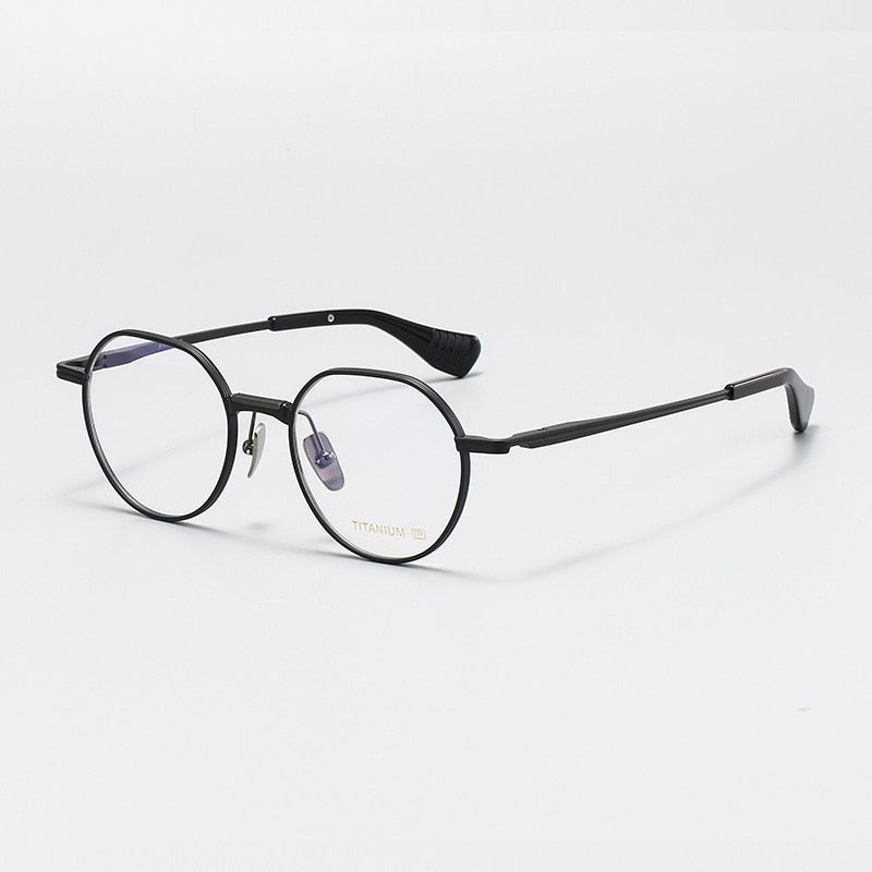 Gatenac Unisex Full Rim Round Titanium Eyeglasses Gxyj1065 Full Rim Gatenac Black