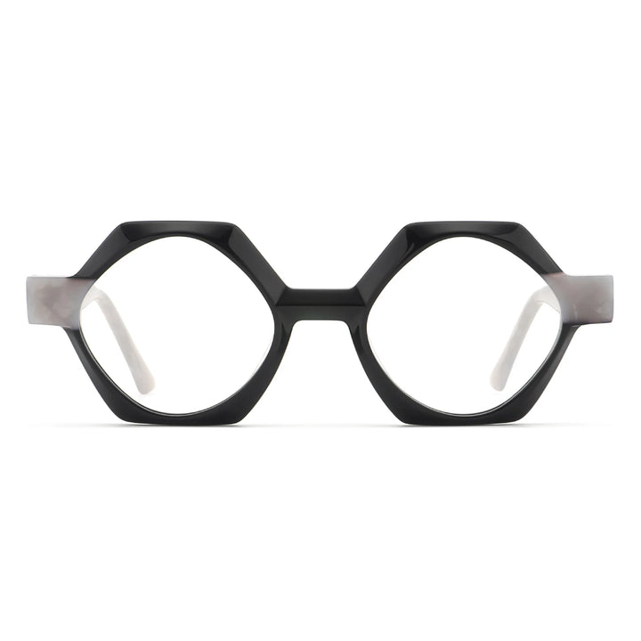 Hewei Women's Full Rim Flat Top Polygon Acetate Eyeglasses 923074