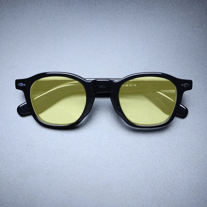 Gatenac Unisex Full Rim Square Acetate Polarized Sunglasses M001 Sunglasses Gatenac Black Yellow  