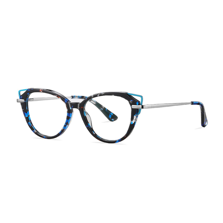 Ralferty Women's Full Rim Round Cate Eye Acetate Eyeglasses D9215 Full Rim Ralferty C707 Leopard China 