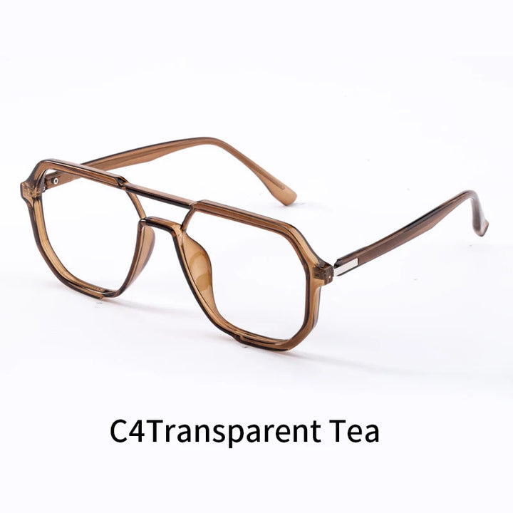 Xbora Unisex Full Rim Square Double Bridge Tr 90 Alloy Eyeglasses 7246