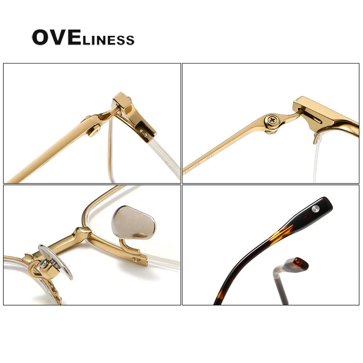 Oveliness Men's Semi Rim Square Titanium Eyeglasses 8107 Semi Rim Oveliness