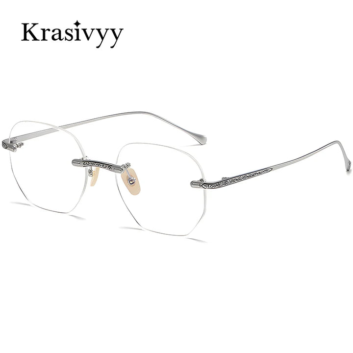 Krasivyy Women's Rimless Polygon Square Titanium Eyeglasses 45932 Rimless Krasivyy