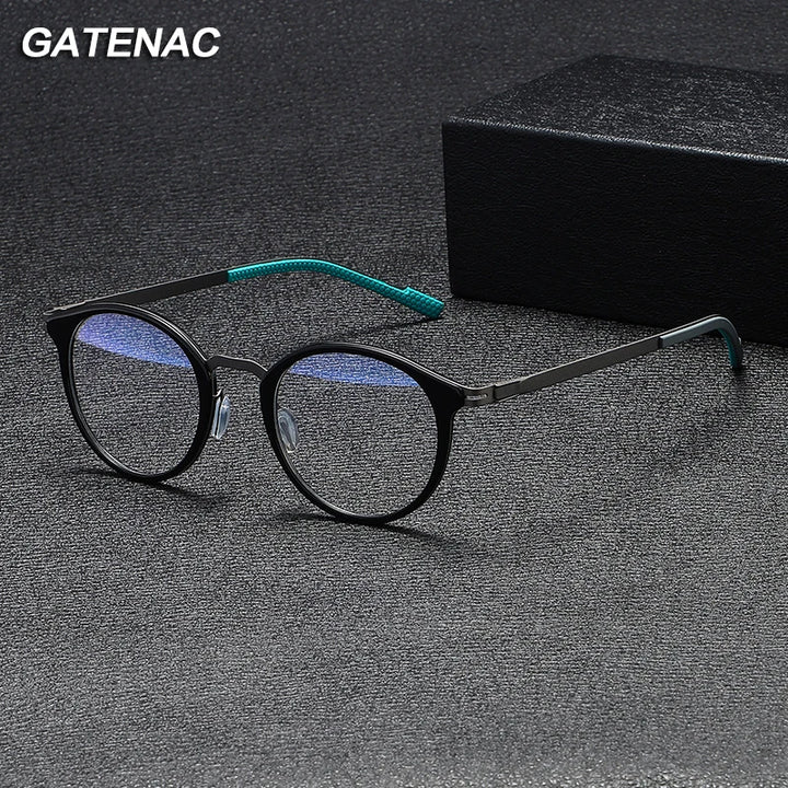 Gatenac Unisex Full Rim Round Titanium Eyeglasses Gxyj1155 Full Rim Gatenac