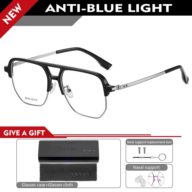 Vicky Men's Full Rim Square Double Bridge Tr 90 Alloy Reading Glasses 639030