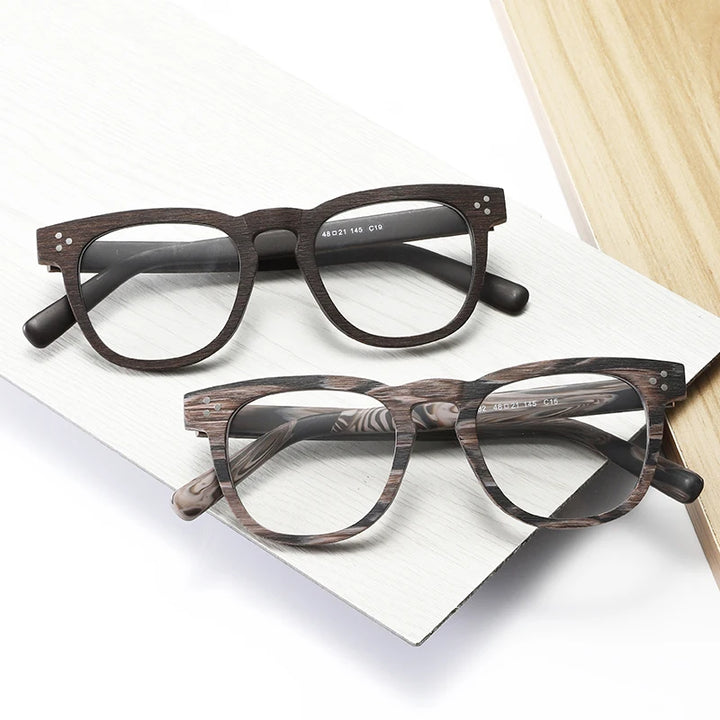 Hdcrafter Unisex Full Rim Square Wood  Eyeglasses 8182 Full Rim Hdcrafter Eyeglasses