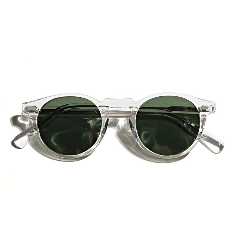 Hewei Unisex Full Rim Round Acetate Polarized Sunglasses 5186 Sunglasses Hewei clear vs green as picture
