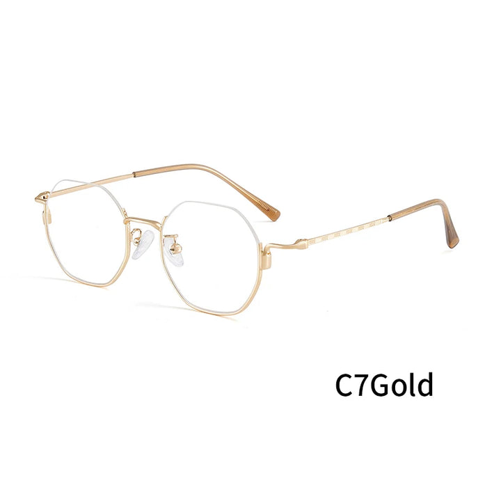 Xbora Unisex Semi Rim Polygon Alloy Eyeglasses 34908