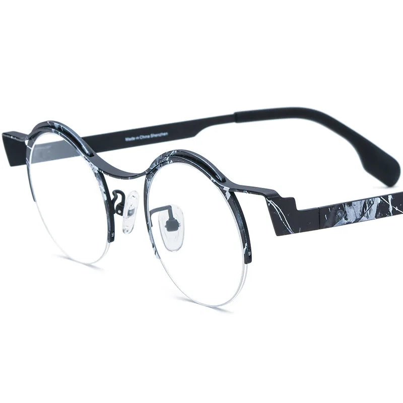 Nobler Women's Semi Rim Oval Round Titanium Eyeglasses 185837