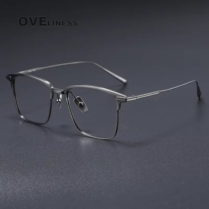 Oveliness Men's Full Rim Square Titanium + Acetate Eyeglasses 81148