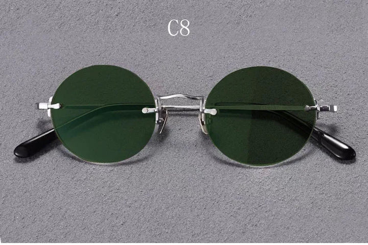 Yujo Men's Rimless Round Oval Titanium UV400 Sunglasses Y4346 Sunglasses Yujo C8 CHINA