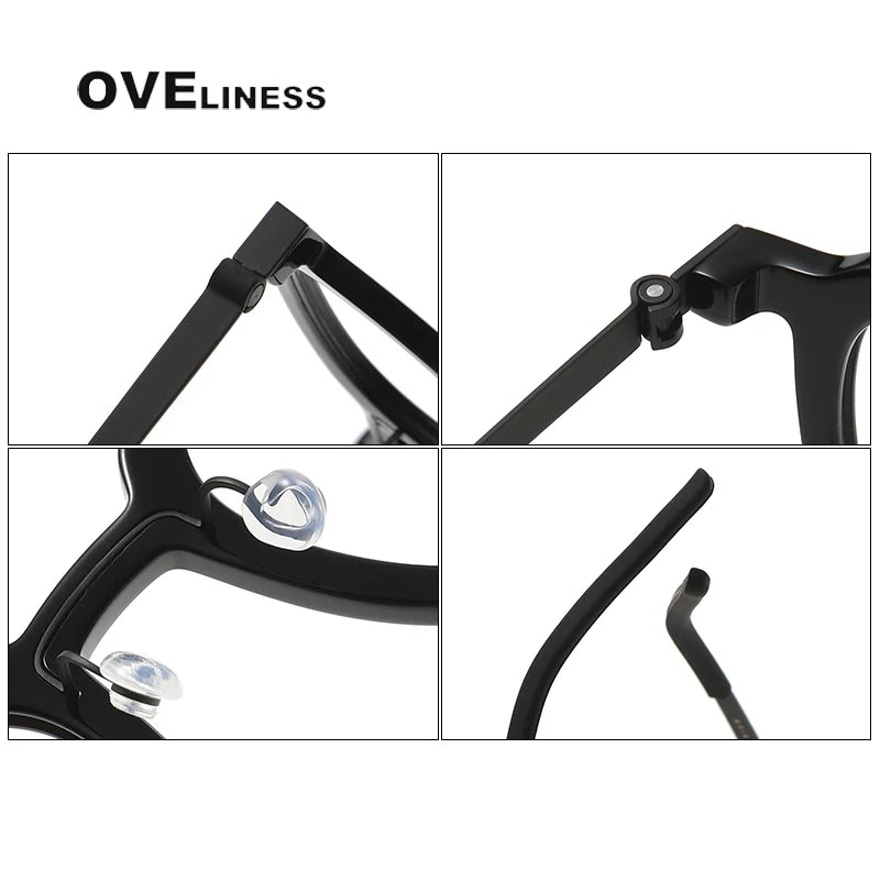 Oveliness Unisex Full Rim Square Acetate Titanium Eyeglasses 1050 Full Rim Oveliness