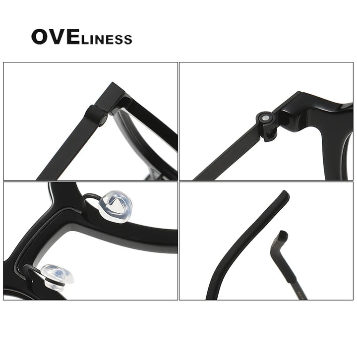 Oveliness Unisex Full Rim Square Acetate Titanium Eyeglasses 1050 Full Rim Oveliness
