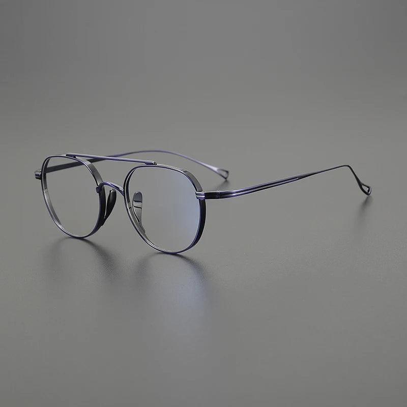Black Mask Unisex Full Rim Square Double Bridge Titanium Eyeglasses 9503 Full Rim Black Mask Blue