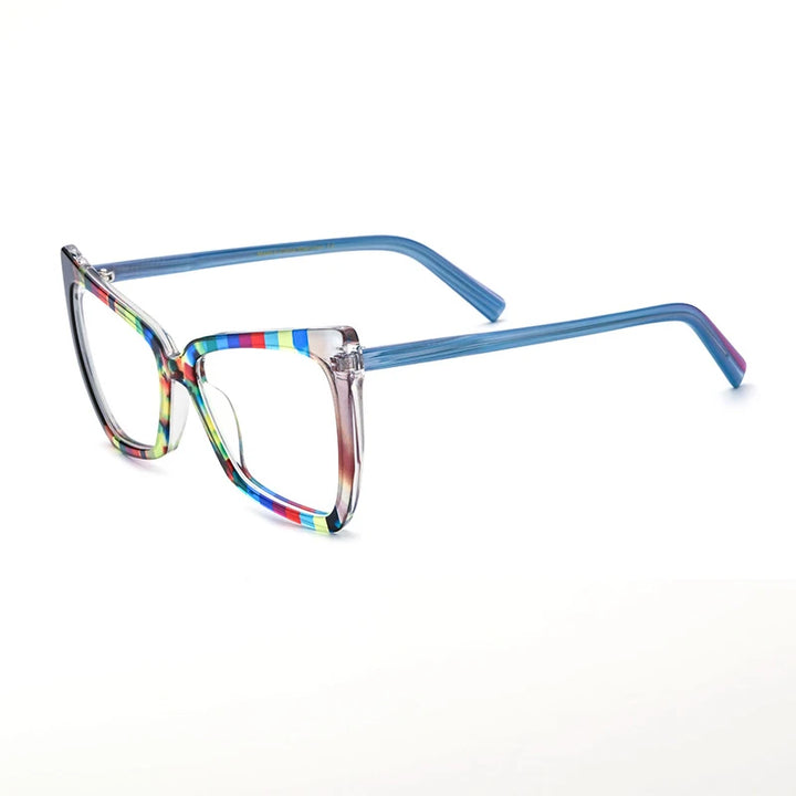 Nobler Unisex Full Rim Irregular Cat Eye Acetate Eyeglasses 19335 Full Rim Nobler C7