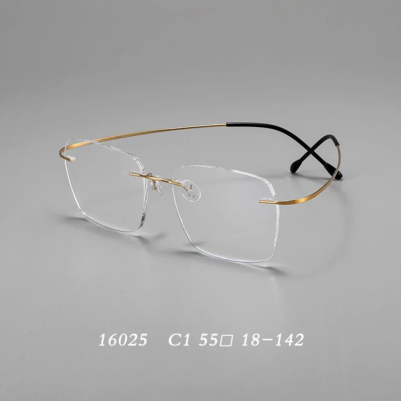 Hdcrafter Unisex Rimless Square Screwless Titanium Eyeglasses 16025