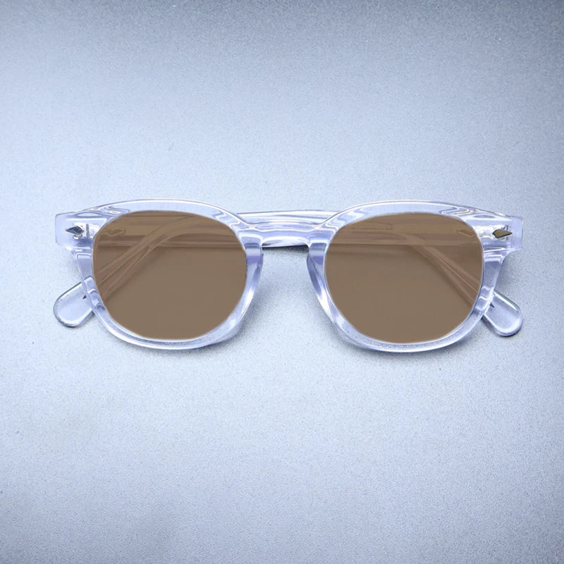 Gatenac Unisex Full Rim Square Polarized Acetate Sunglasses Mo14 Sunglasses Gatenac Transparent Brown