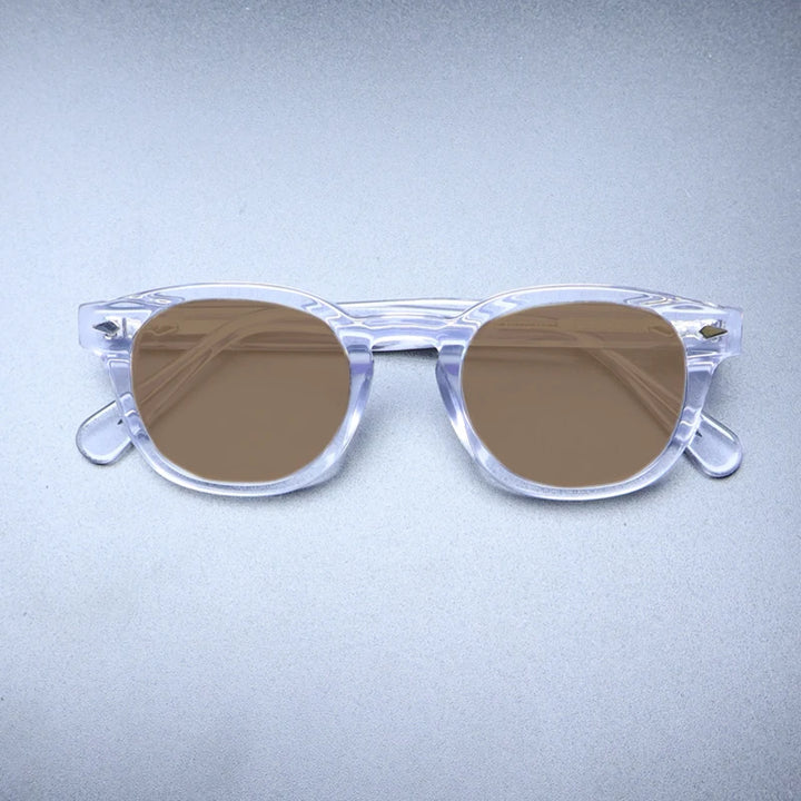 Gatenac Unisex Full Rim Square Polarized Acetate Sunglasses Mo14 Sunglasses Gatenac Transparent Brown